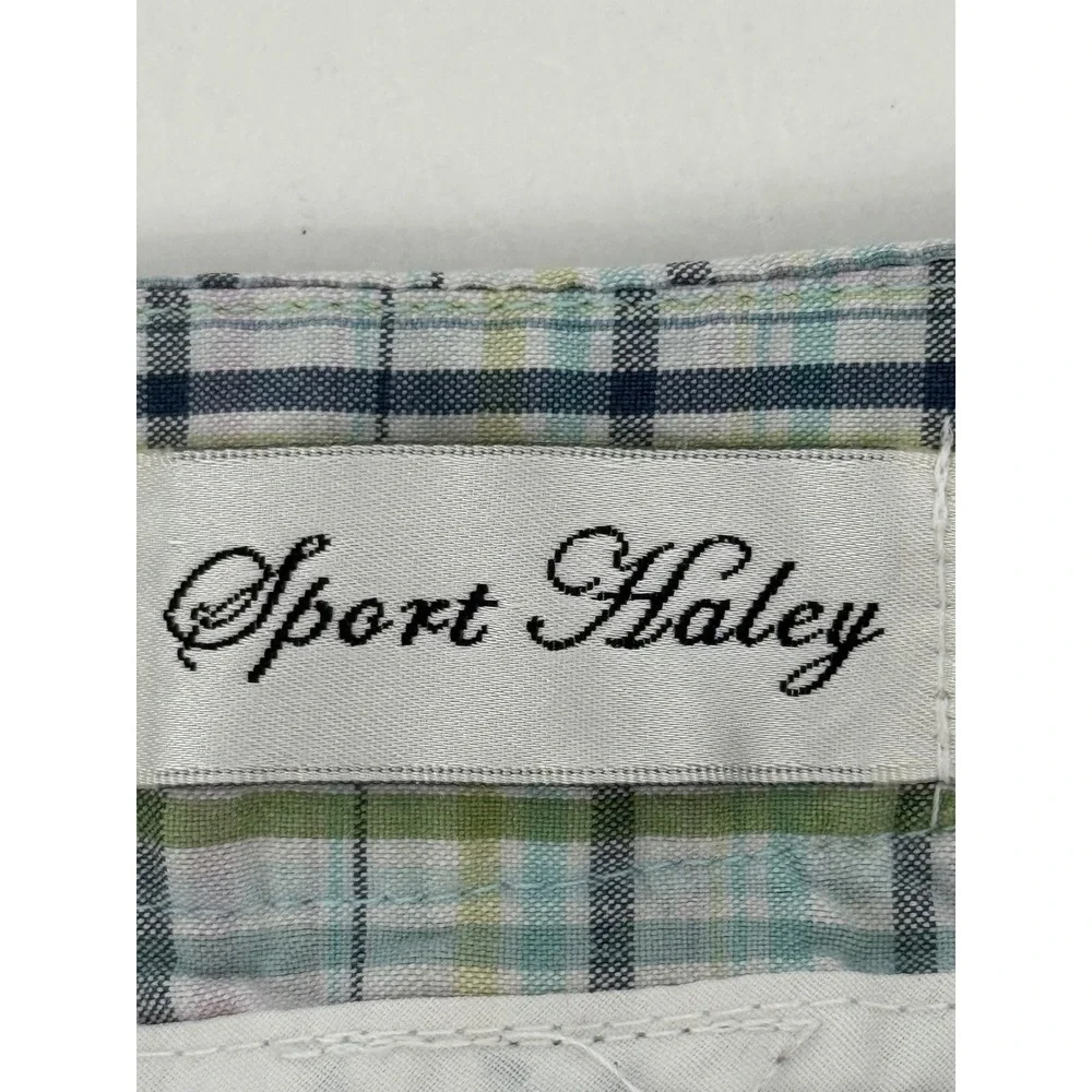 Sport Haley Women's Sz‎ 6 Plaid Bermuda Shorts Green Blue Multi Color Flat Front